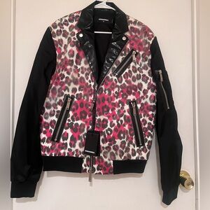 DSQUARED2 Pink and Black Leopard Print Jacket